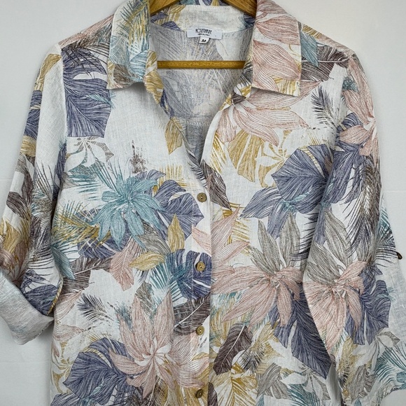 ROSEMARINE Women Linen ButtonUp Shirt Tunic Sz M Beachy Coastal Breathable Italy - Picture 2 of 13